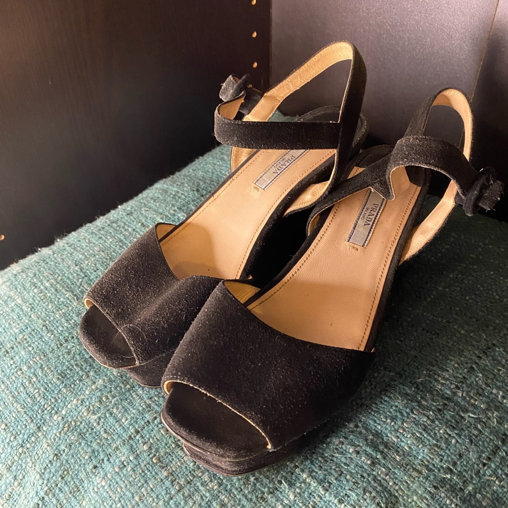 PRADA Suede Black Flatform